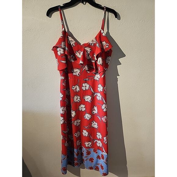 Roz & Ali Dresses & Skirts - Roz & Ali Maxi Spaghetti Strap Dress Floral Blue Red White Tropical Size 12P